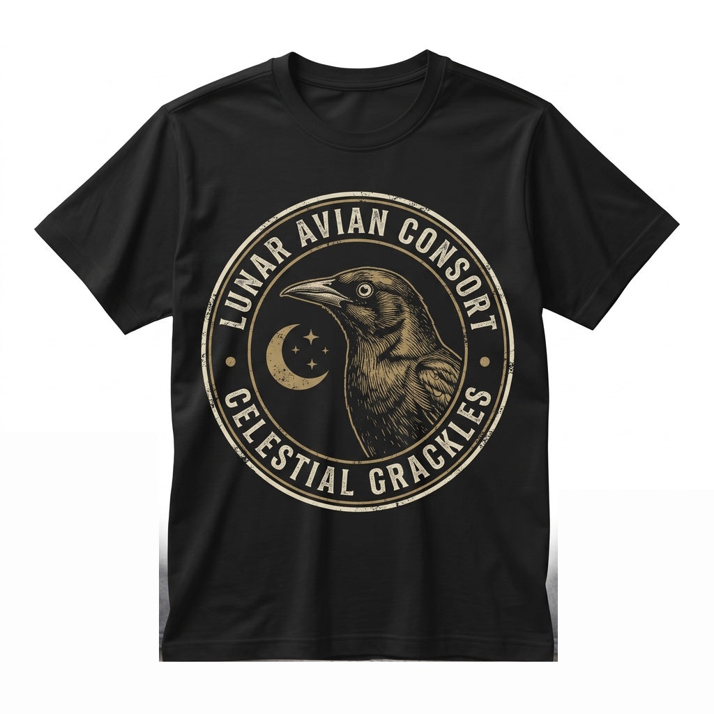 Three Common Grackle Moon Funny 90s Vintage Aesthetic Retro Bird Parody Graphic Top, Ironic Wildlife Gift Unisex TShirt