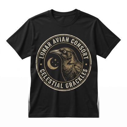 Three Common Grackle Moon Funny 90s Vintage Aesthetic Retro Bird Parody Graphic Top, Ironic Wildlife Gift Unisex TShirt