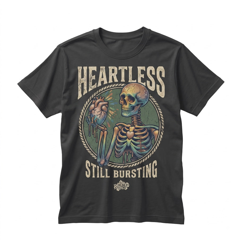 Rainbow Heartless Skeleton Dark Humor Sarcastic Snarky Funny Graphic Novelty Unisex TShirt