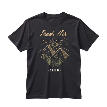 Fresh Air Club Garment-Dyed Cotton Short Sleeve Vintage Crewneck Top Unisex TShirt