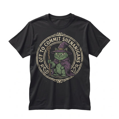 Off to Commit Shenanigans Wizard Frog Funny Tabletop Fantasy Nerd Embroidered Gift Unisex TShirt