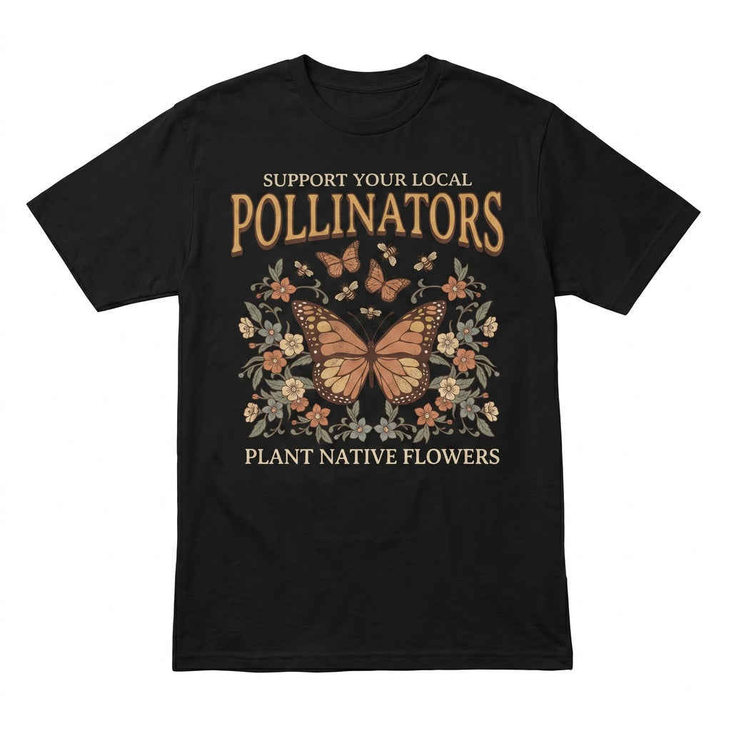 Native Garden Pollinator Butterfly Bee Floral Nature Botanical Unisex TShirt