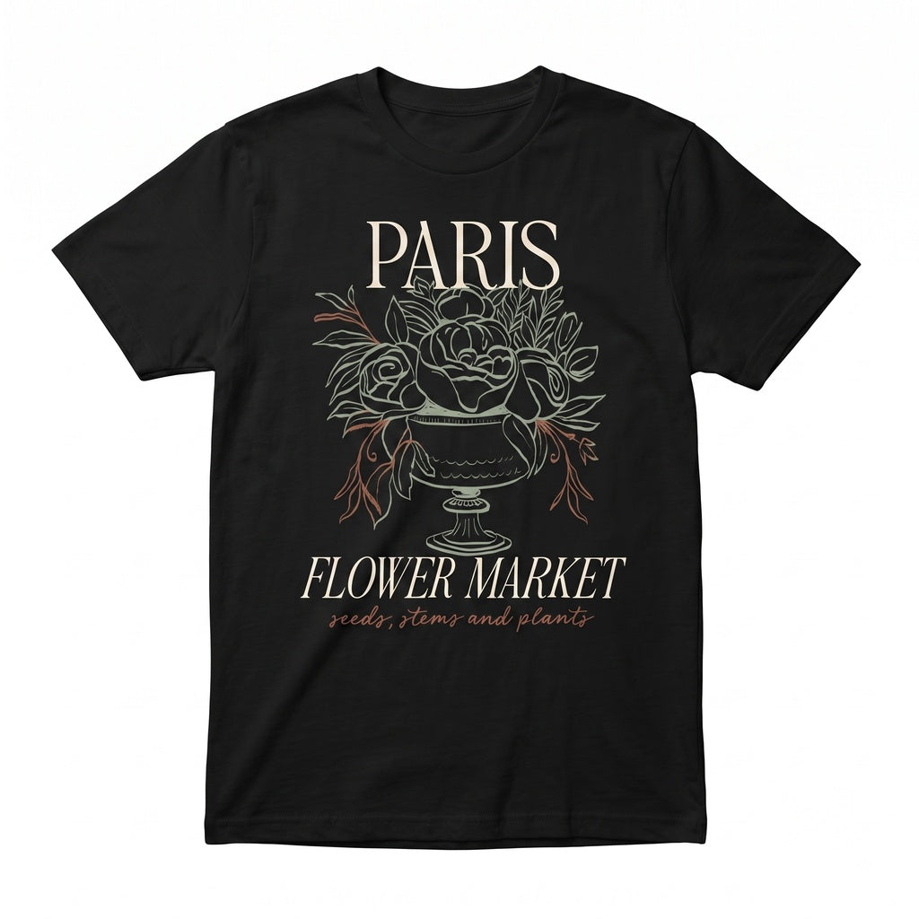 Vintage Parisian Botanical Print Soft Cotton Unisex TShirt