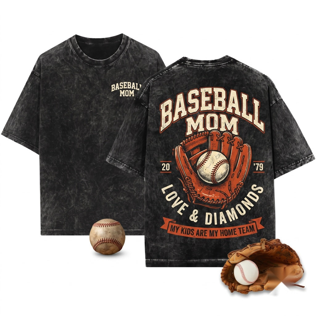 Vintage Game Day Baseball Mom Pullover Top Unisex Wash T-Shirt