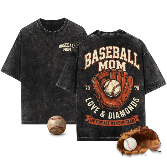 Vintage Game Day Baseball Mom Pullover Top Unisex Wash T-Shirt