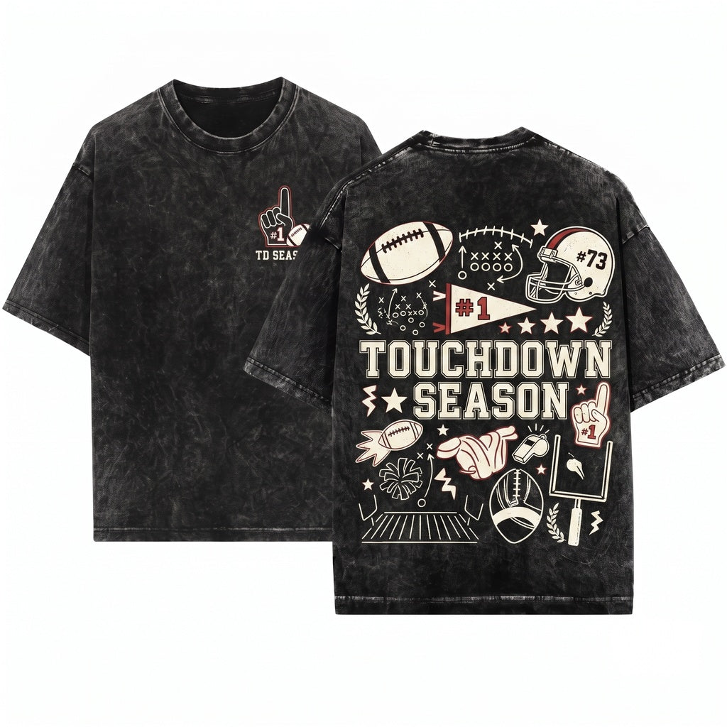 Football Game Day Touchdown Season Doodles Football Mama Sweatshirt Unisex Wash T-Shirt