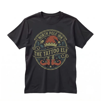 Tattooed Christmas Elf Matching Family Xmas Funny Holiday Graphic Gift Unisex TShirt