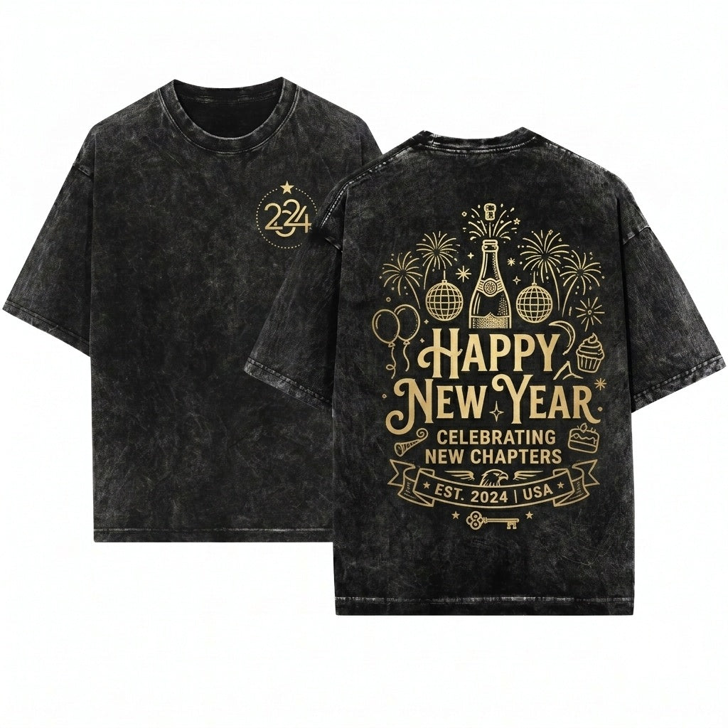 Happy New Year 2026 Party Hello Sweatshirt Unisex Wash T-Shirt