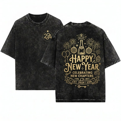 Happy New Year 2026 Party Hello Sweatshirt Unisex Wash T-Shirt