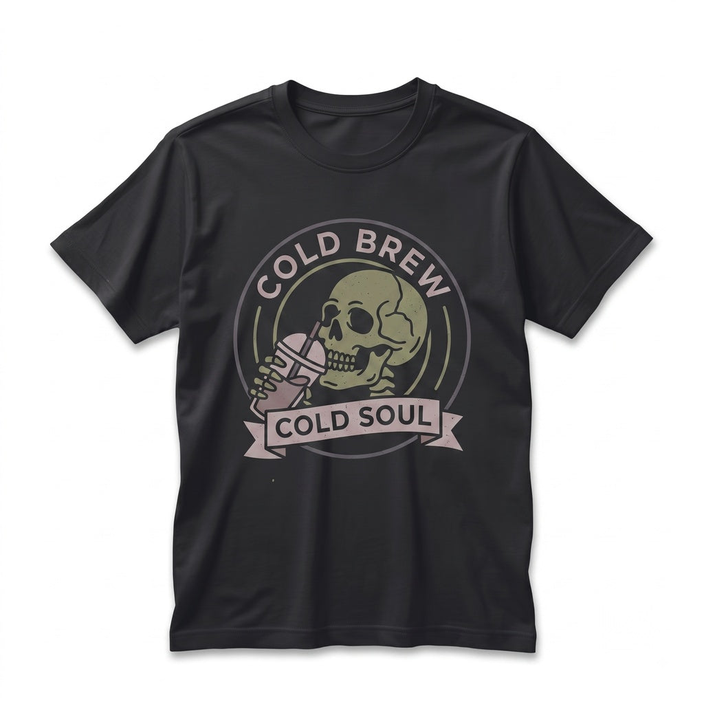 Cold Brew Cold Soul Skeleton Creepy Cute Alt Goth Coffee Lovers Gift Unisex TShirt