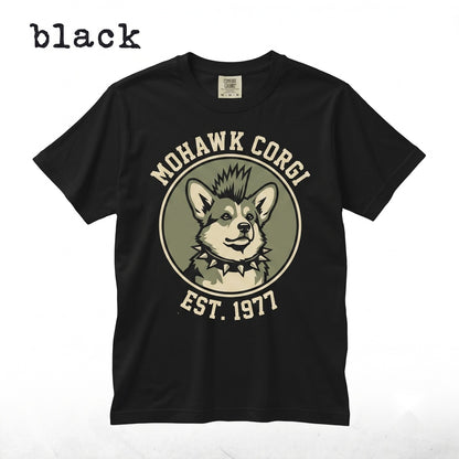 Funny Punk Corgi Dog Graphic Mohawk Black Grunge Alternative Pet Lover Puppy Gift Unisex TShirt