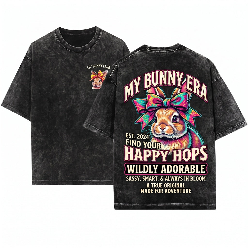 Retro Coquette Bow Cute Easter Bunny Day Gift Unisex Wash T-Shirt