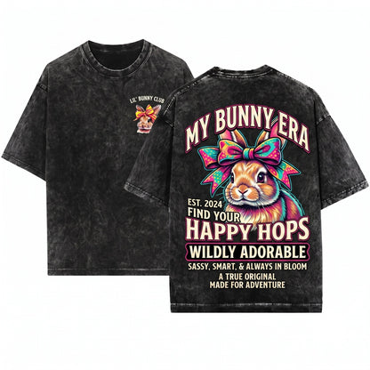 Retro Coquette Bow Cute Easter Bunny Day Gift Unisex Wash T-Shirt