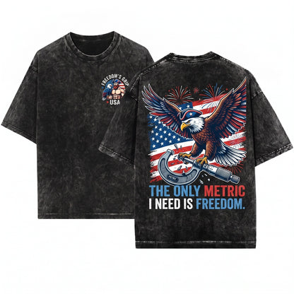 Metric System Cant Measure Freedom Funny Founding Father Gym 4th July American Eagle Unhinged Meme Graphic Unisex Wash T-Shirt