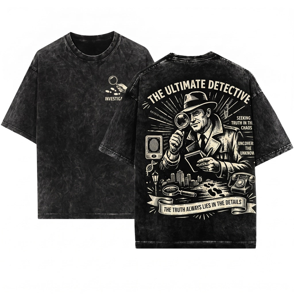 Vintage Detective Mystery Noir Truth Seeker Clue Investigator Gift Unisex Wash T-Shirt