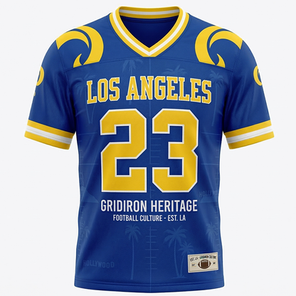 Los Angeles Royal Blue & Sol Classic Football Fan Jersey - Heritage Edition Unisex Gridiron Apparel