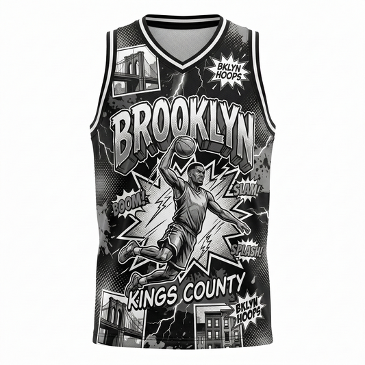 Vintage Brooklyn Hoops Comic Style Basketball Jersey - 90s Streetwear AOP Graphic Tank Top