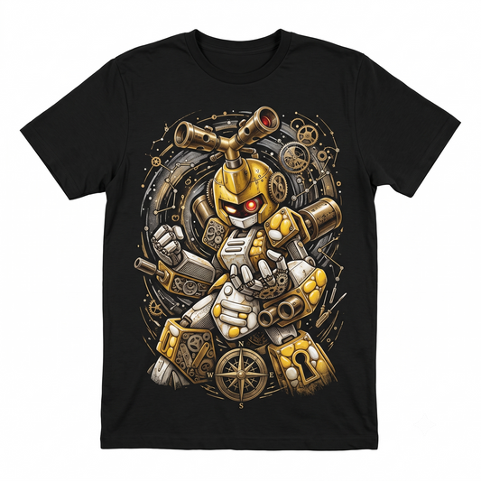 Mechanical Robot Warrior Graphic Tee - Sci-Fi Battle Mecha Art - Vintage Style Unisex T-shirt