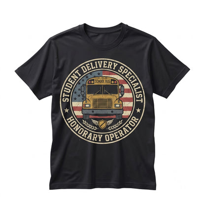 Student Delivery Specialist Patriotic School Bus Driver Transportation Worker Gift American Flag Graphic Apparel for Men Women