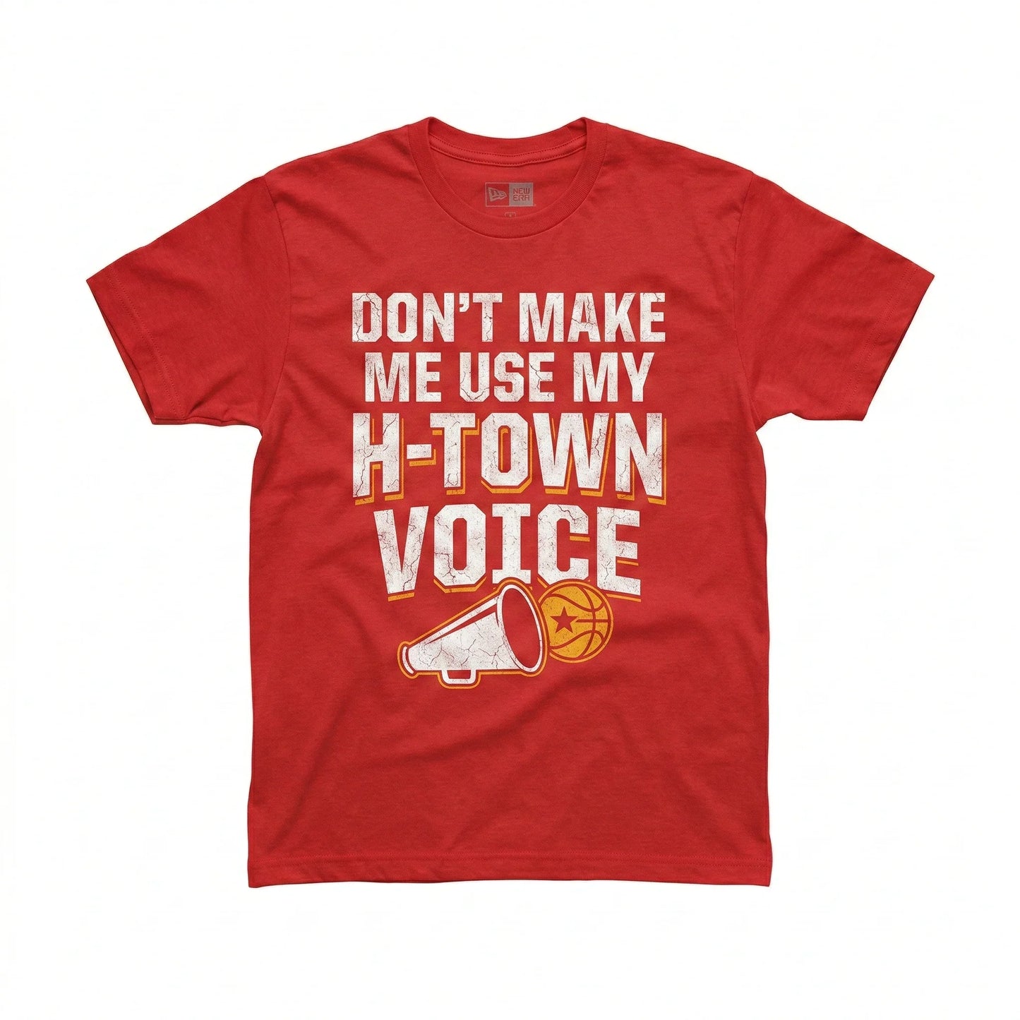 Funny Houston Basketball Fan T-Shirt - "Don't Make Me Use My H-Town Voice" - Vintage Distressed Gift