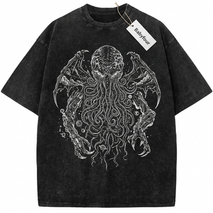 Vintage Lovecraftian Cosmic Horror Graphic Unisex T-Shirt, Retro Dark Fantasy Tentacle Monster Tee