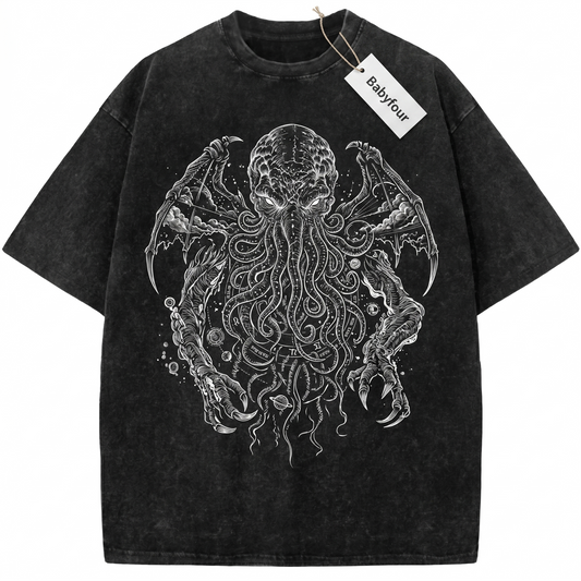 Vintage Lovecraftian Cosmic Horror Graphic Unisex T-Shirt, Retro Dark Fantasy Tentacle Monster Tee