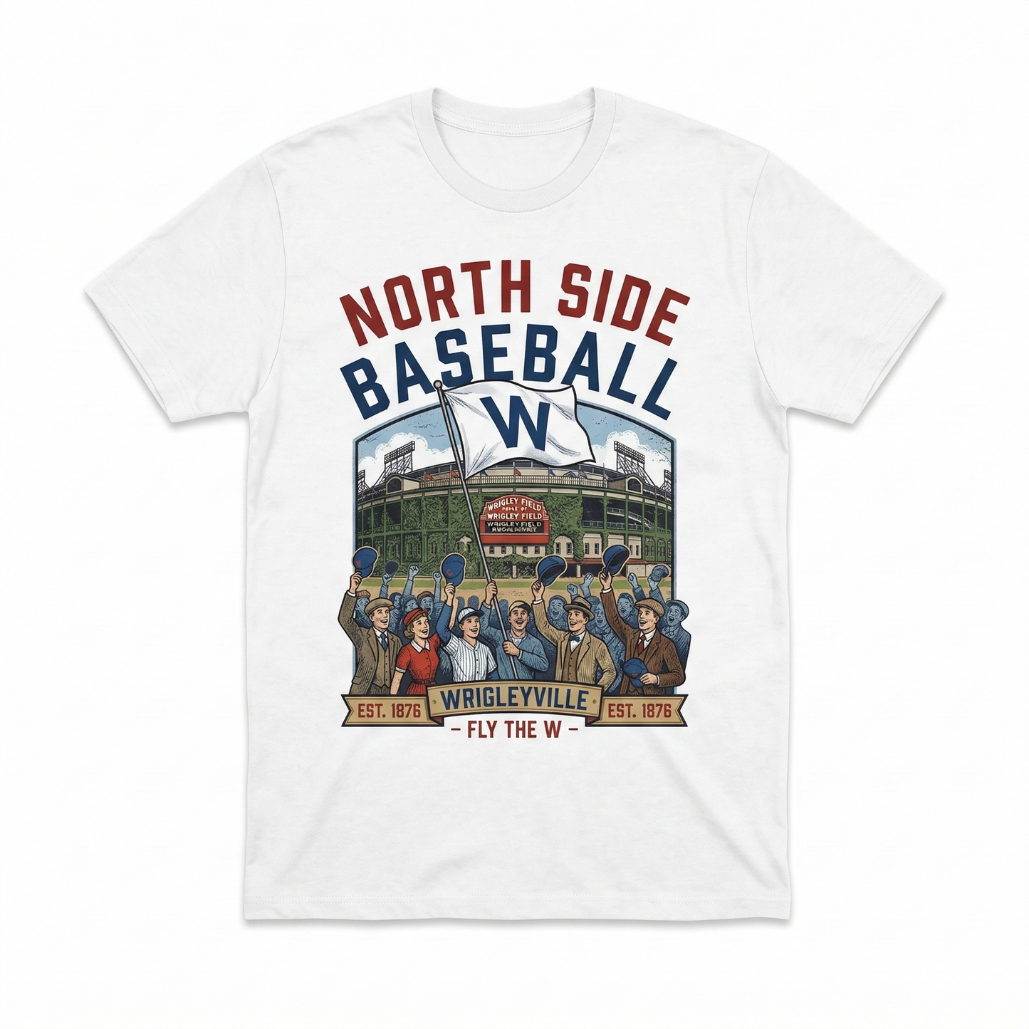 orth Side Chicago Baseball Fan Apparel | Vintage W Flag Game Day Shirt & Hoodie
