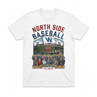 orth Side Chicago Baseball Fan Apparel | Vintage W Flag Game Day Shirt & Hoodie