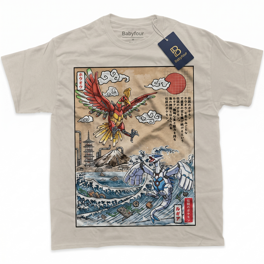 Japanese Retro Ukiyo-e Mythical Flying Monsters Graphic Tee Art Sand Unisex T-Shirt