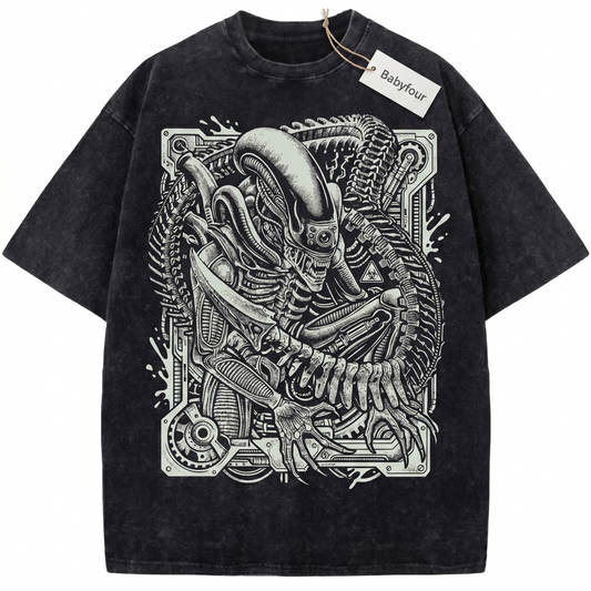 Vintage Biomechanical Space Monster Unisex T-Shirt - Retro Sci-Fi Horror Graphic Tee