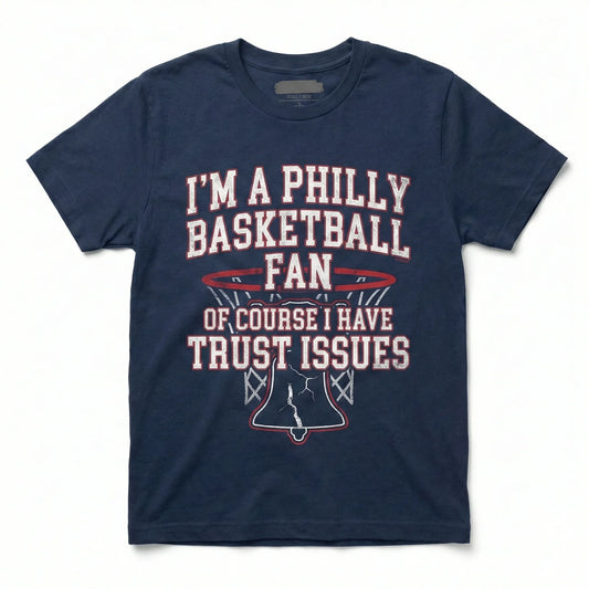 Funny Philly Basketball Fan Apparel - "I Have Trust Issues" T-Shirt, Hoodie, Sweatshirt & More