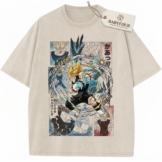Vintage Saiyan Prince Anime Graphic Tee - Retro 90s Manga Aesthetic Unisex T-Shirt