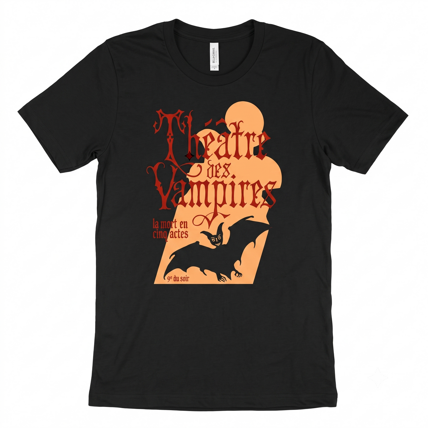 Vintage Gothic Vampire Theater Graphic Tee  Retro French Horror Aesthetic Apparel  Unisex T-shirt