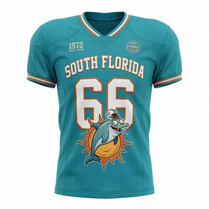 Retro Miami Football Fan Jersey - Aqua and Orange South Florida Style AOP Shirt Unisex