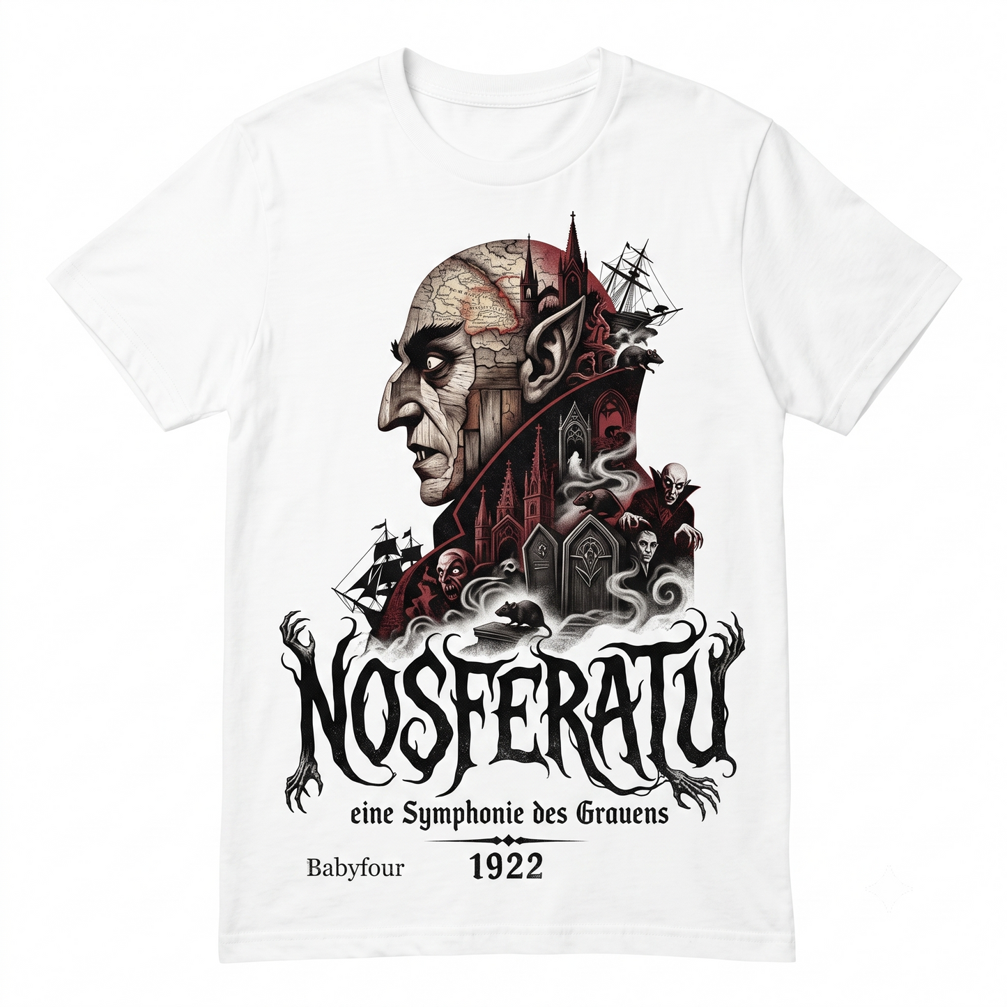 Nosferatu Vampire Vintage Graphic Tee - Classic Horror Movie Apparel, Retro Gothic Silent Film Unisex T-shirt