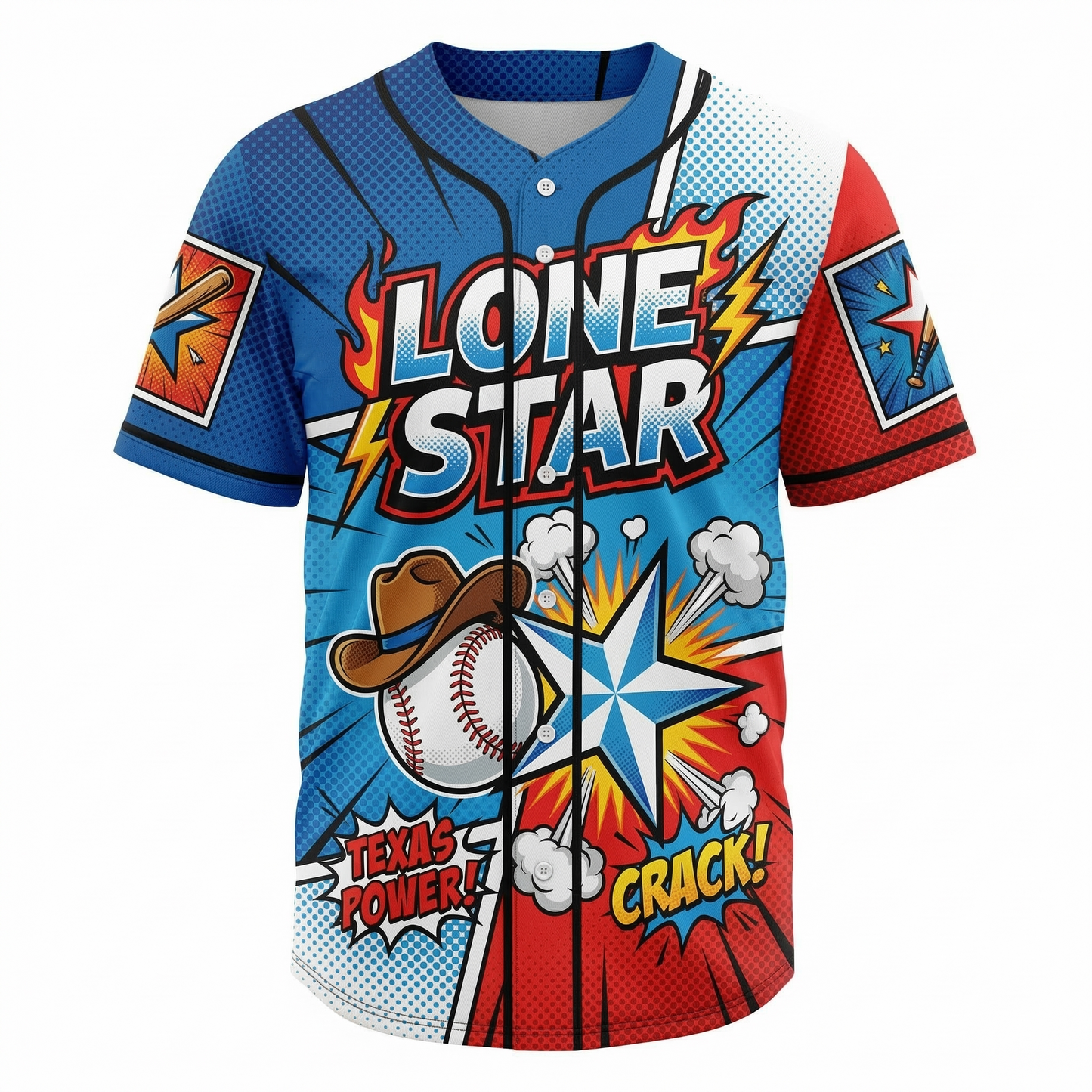 Unisex Arlington Lone Star Baseball Jersey - 90s Comic Art Heritage Button-Up Shirt