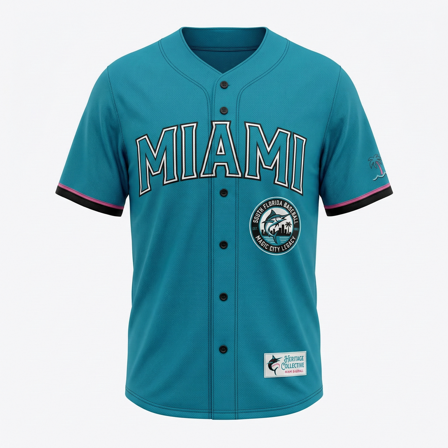 Unisex Magic City Baseball Button-Up Jersey | South Florida Heritage AOP Sports Shirt | Premium Miami Vibe Athletic Apparel