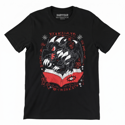 Dark Fantasy Dragon Graphic T-Shirt, Japanese Anime Inspired Streetwear, Unisex Cotton Crewneck Tee