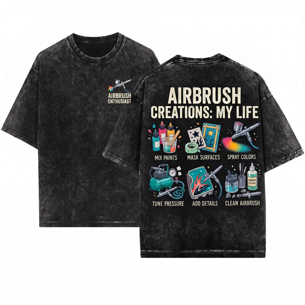 Airbrush Artist Enthusiast Creative Hobbyist Custom Painting Design Apparel Lover Unisex Wash T-Shirt