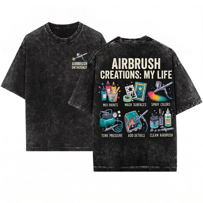 Airbrush Artist Enthusiast Creative Hobbyist Custom Painting Design Apparel Lover Unisex Wash T-Shirt