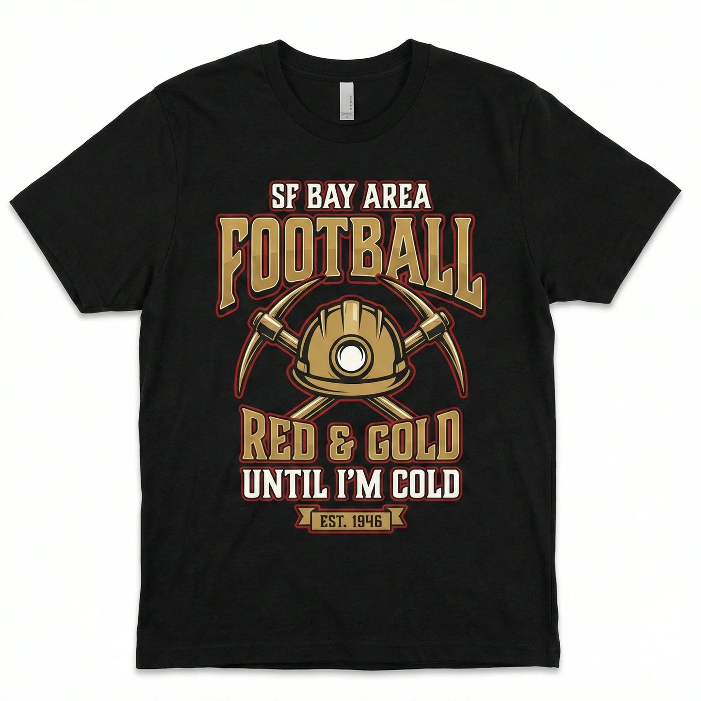 Vintage SF Bay Area Football Fan Apparel - Red & Gold Game Day Graphic T-Shirt, Hoodie & Sweatshirt