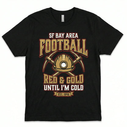 Vintage SF Bay Area Football Fan Apparel - Red & Gold Game Day Graphic T-Shirt, Hoodie & Sweatshirt