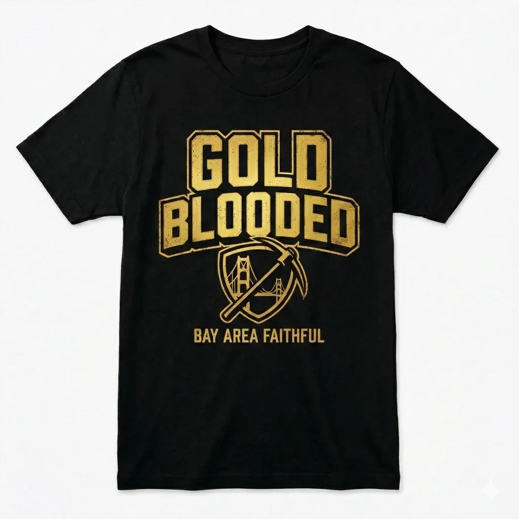 Vintage SF Football Faithful Gear | Gold Blooded Bay Area Gridiron T-Shirt, Hoodie & Sweatshirt