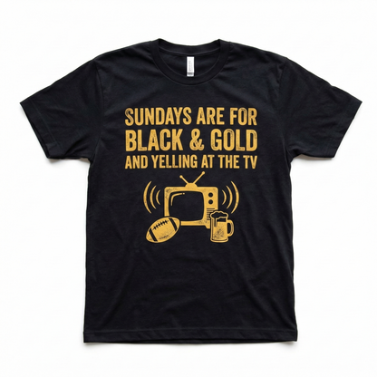 Funny Black and Gold Football Sunday Apparel | Ultimate Yinzer Fan Gear (T-Shirt, Hoodie, Sweatshirt)
