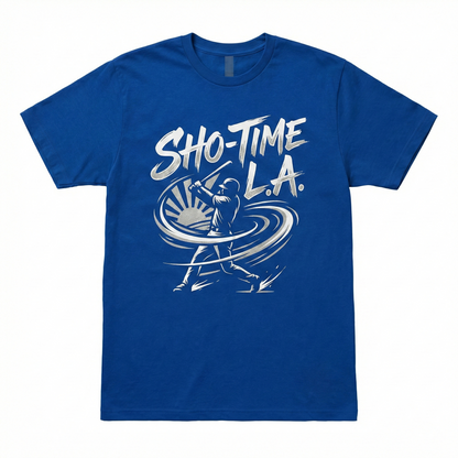 LA Baseball "ShoTime" New Era Fan Gear - Blue & White Japanese Graphic Tee, Hoodie, Sweatshirt