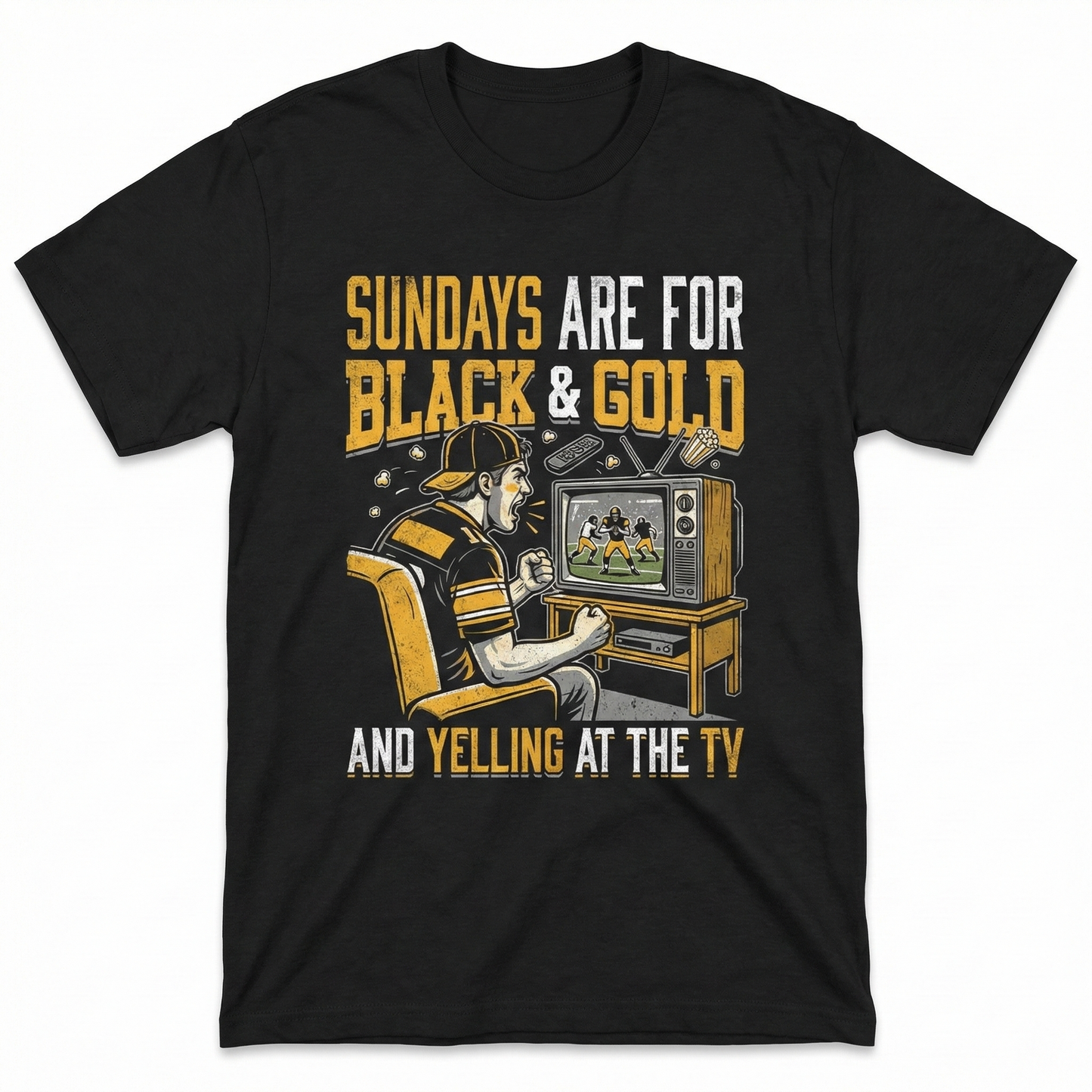 Funny Black and Gold Football Sunday Apparel | Ultimate Yinzer Fan Gear (T-Shirt, Hoodie, Sweatshirt)