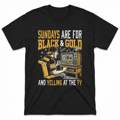 Funny Black and Gold Football Sunday Apparel | Ultimate Yinzer Fan Gear (T-Shirt, Hoodie, Sweatshirt)