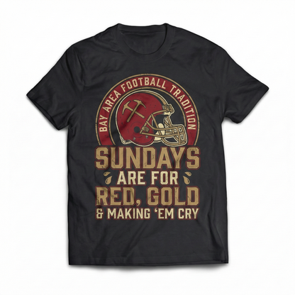 Funny Bay Area Football Red & Gold Sunday Tradition Apparel | Fan Slogan T-Shirt, Hoodie & Sweatshirt