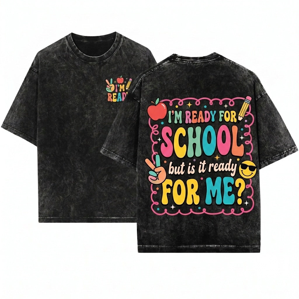 Funny Ready For Back To School Elementary PreK Kindergarten Grades Kids Student Quote Vintage Unisex Wash T-Shirt