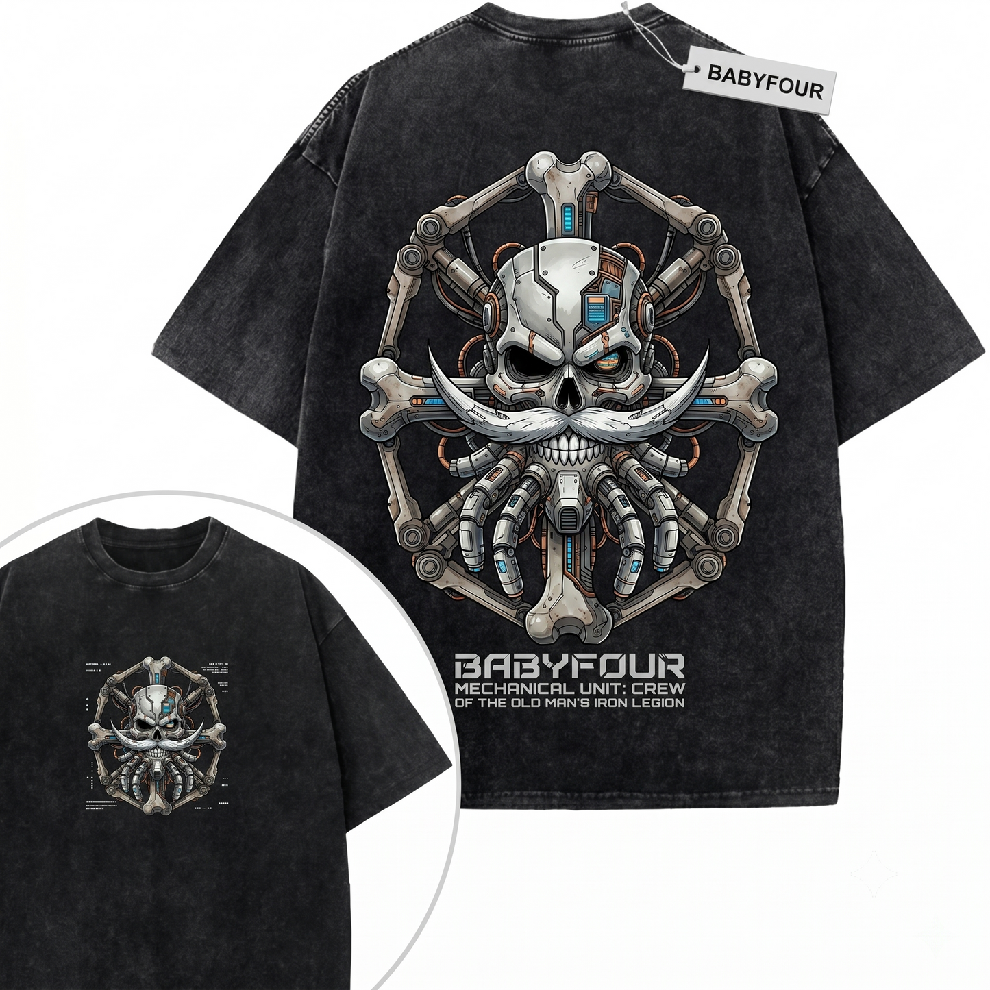 Retro Pirate Yonko Flag Double-Sided Graphic Tee - Vintage Distressed Anime Style Unisex T-shirt